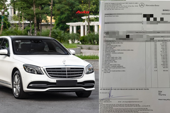 Bị 'gương tặc' hỏi thăm, chủ xe Mercedes-Benz S 450 mất hơn 140 triệu đồng thay đồ chính hãng